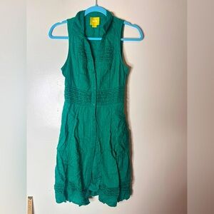 Maeve Anthro Kelly Green Swiss Dot Midi Dress Sz 4